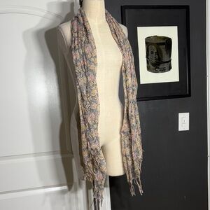 Elegant Floral Scarf - Cream and Pink